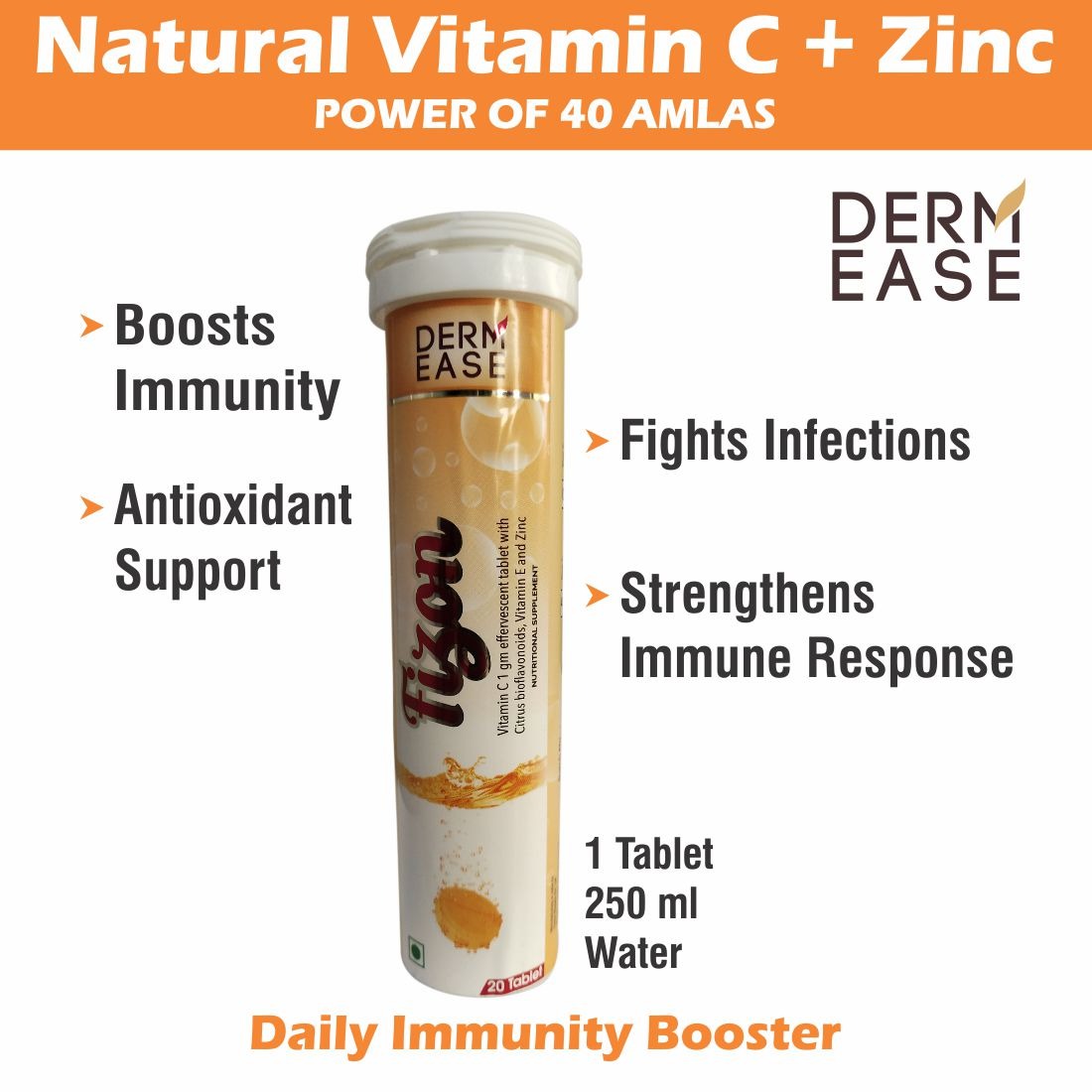 DERM EASE Fizon Vitamin C Effervescent Tablets